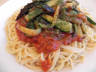 ズッキーニとなすのミートソース