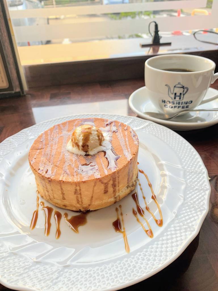 窯焼きスフレパンケーキ(シングル)黒蜜がけ星乃ブレンド(1.5倍)