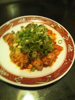 カキとキムチのピリ辛炒め