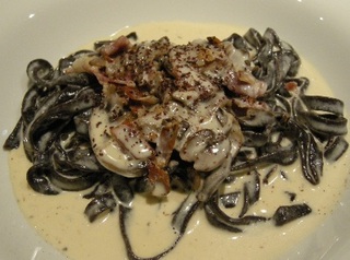 きのことベーコンのクリームソースフェット