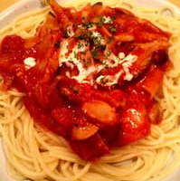 ナスとベーコンのトマトソーススパゲッティ