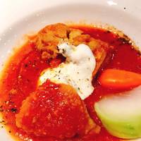 メニュー名忘れました。会津野菜と鶏肉のト…