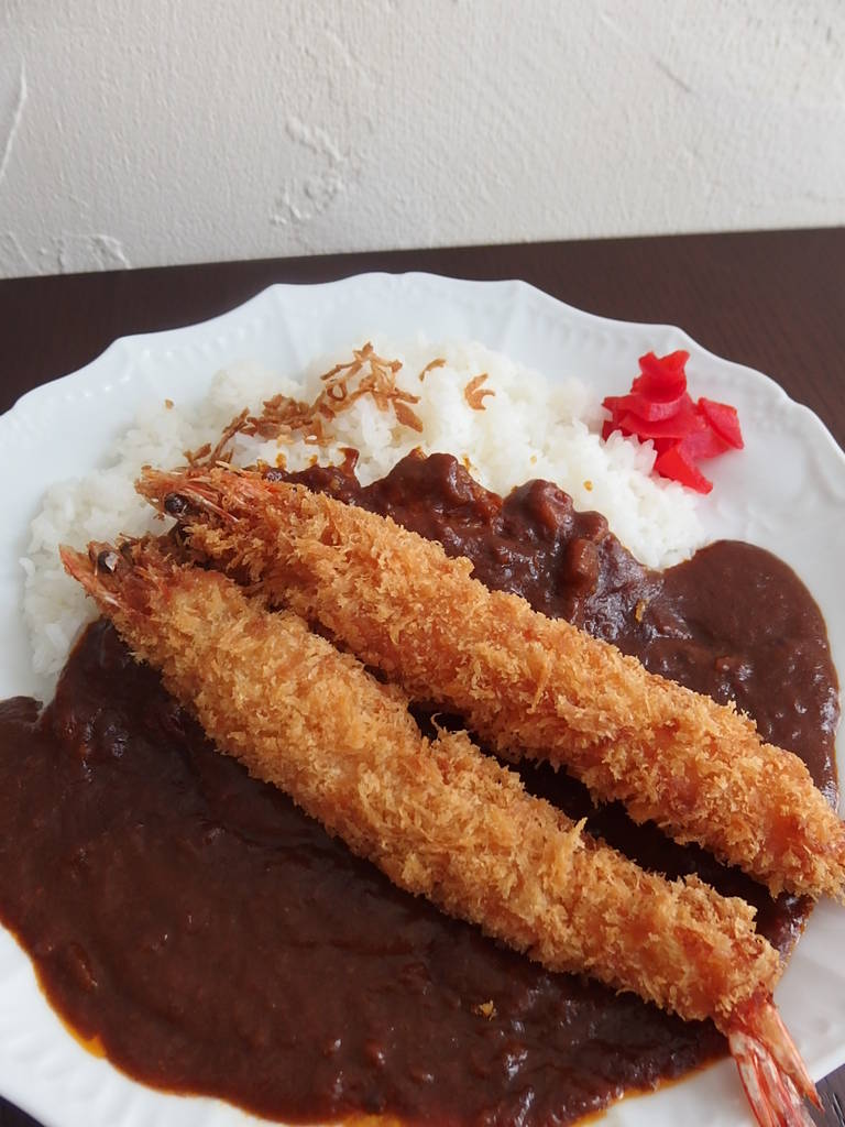 有頭大えびフライカレー