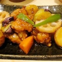 鶏と野菜の黒酢あん定食