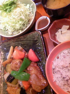 真だらと野菜の黒酢あん定食