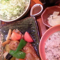 真だらと野菜の黒酢あん定食