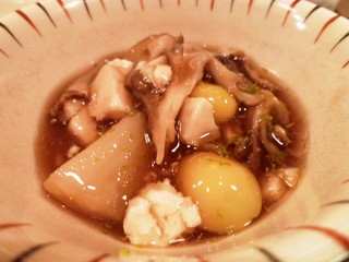 蕪と豆腐のキノコ餡かけ