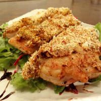 若鶏もも肉のマスタードパン粉焼き