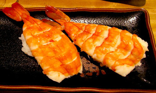 才巻海老からすみ乗せ　垂れにぎり