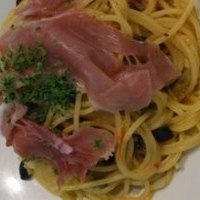 生ハムとオリーブのパスタ