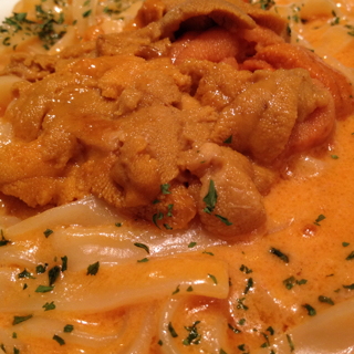 ウニのトマトクリームソースタリアテッレ