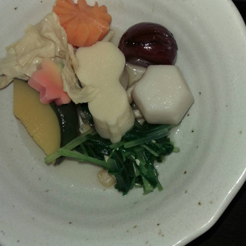 １０月のいけまさ亭の１８５０円の定食の、秋野菜の炊き合わせ