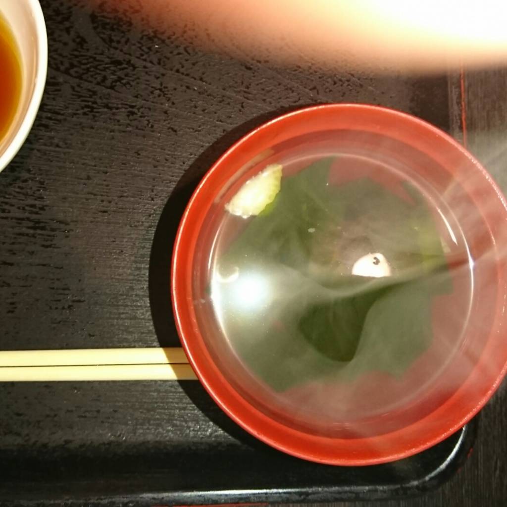 いけまさ亭の３月度のお昼ご飯定食の、若竹汁の吸い物