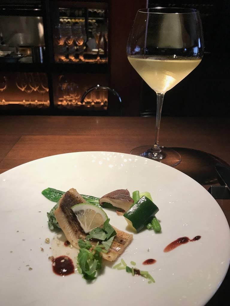 煮穴子の炙り、春菊のリゾット