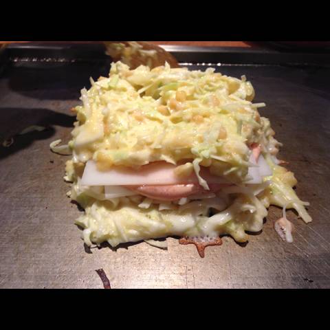 明太子と餅のミルフィーユ焼き