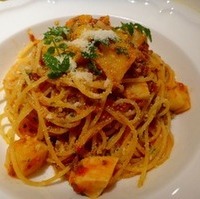 旬の竹の子とトマトソースパスタ