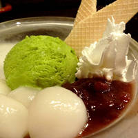 抹茶アイスと白玉あずき