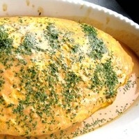 キノコと海老のオムレツ