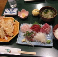 天ぷらと刺身の定食