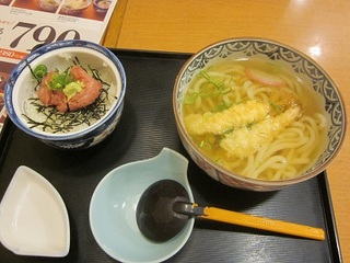 海老天ぷらうどんとまぐろたたき小丼