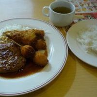 ハンバーグ和風ソース＆アジフライ＆うずら…