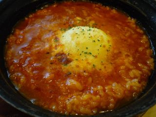 トマトと温泉卵のリゾット