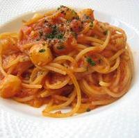 ホタテ小柱と野菜のピリ辛トマトソース　ス…