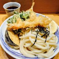 アジと海老　天盛りざるうどん