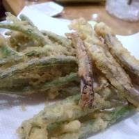 宴会料理:マグロ刺し、カツオ刺し、おまかせ料理:季節の野菜サラダ、野菜の天婦羅