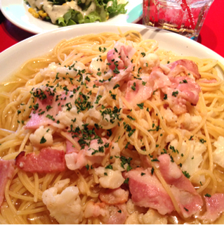 ベーコンとカリフラワーのオイルソース