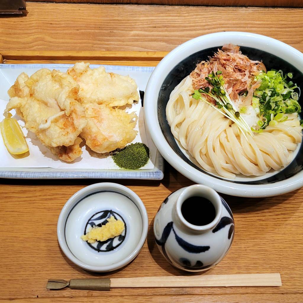 かしわ天ぶっかけうどん