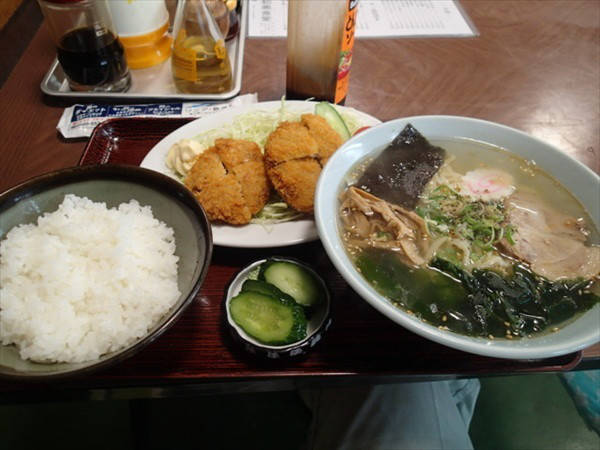メンチ定食、塩ラーメン