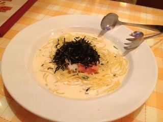 明太子のクリームソースパスタ