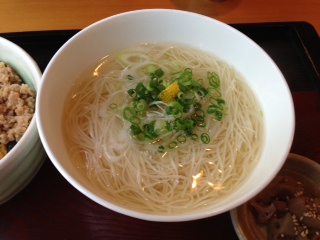 葱煮麺と二色丼