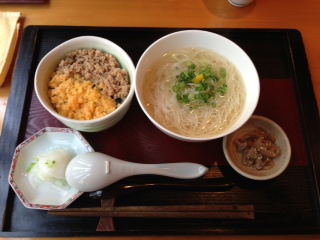 葱煮麺と二色丼