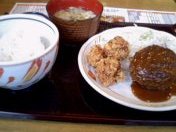 デミグラスハンバーグと唐揚げ