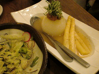 新タマネギとアスパラの煮もの