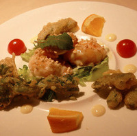 春野菜と海老のマヨネーズソース広東風
