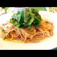 エビとベーコンのペペロンチーノ