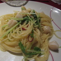 小柱と水菜のペペロンチーニ