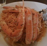 カニのトマトソースのパスタ