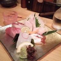 刺身盛り合わせ、鳥雑炊、千屋牛たたき