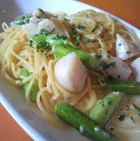 アスパラとホタテのパスタ