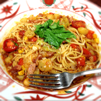 たっぷり野菜のミネストローネスパゲティ