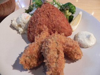 アジ・カキフライ定食