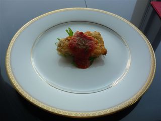 アジのフライのトマトソース添え