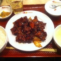 鶏肉の黒酢炒め定食