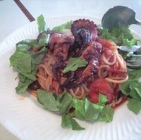 明石産タコとトマトのスパゲッティ