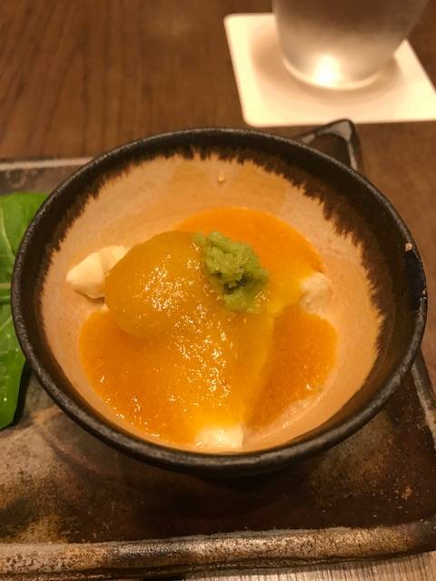 栗豆腐・柿ソース