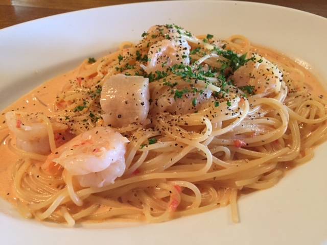 天使のエビのトマトソース